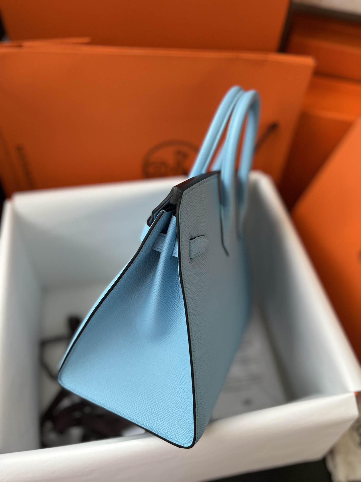 에르메스 버킨백25 라이트블루 금장 앱송